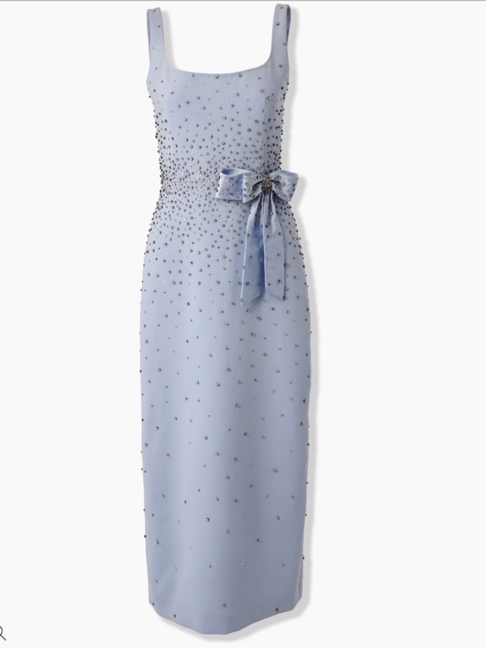 Carolina Herrara Crystal-Embroidered Midi Dress with Bow